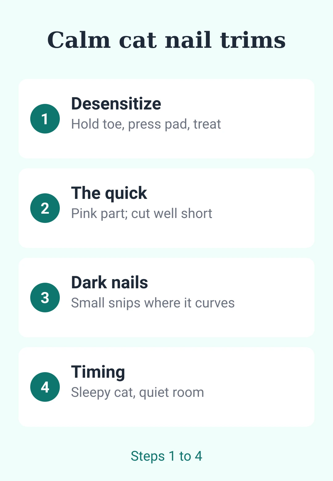 Cheat sheet card 1: desensitize, the quick, dark nails and timing